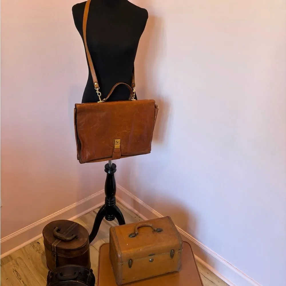 Vintage Parri’s Firenze Tan Leather Women's Laptop Bag